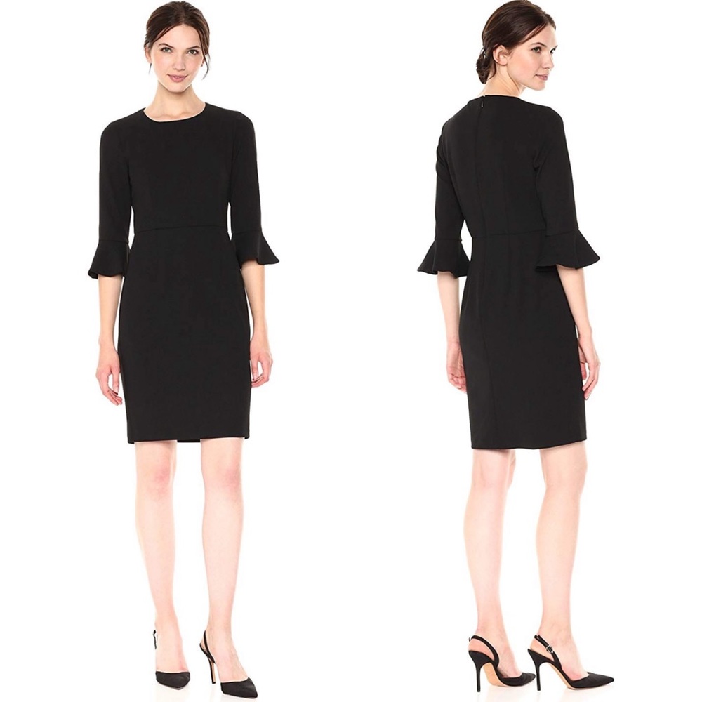 • DONNA MORGAN • ruffle cuff sheath dress [NWOT] •